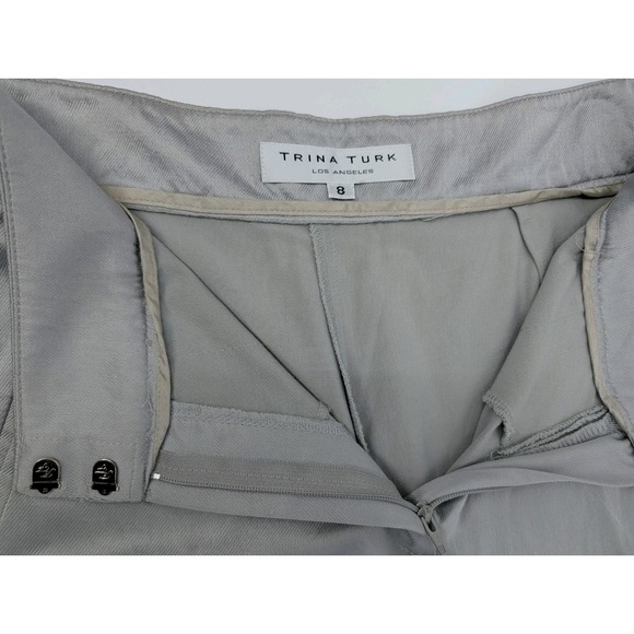 Trina Turk Women's Wide Leg Pants Slacks Silver Gray Size 8 Professional Chic - Picture 4 of 11